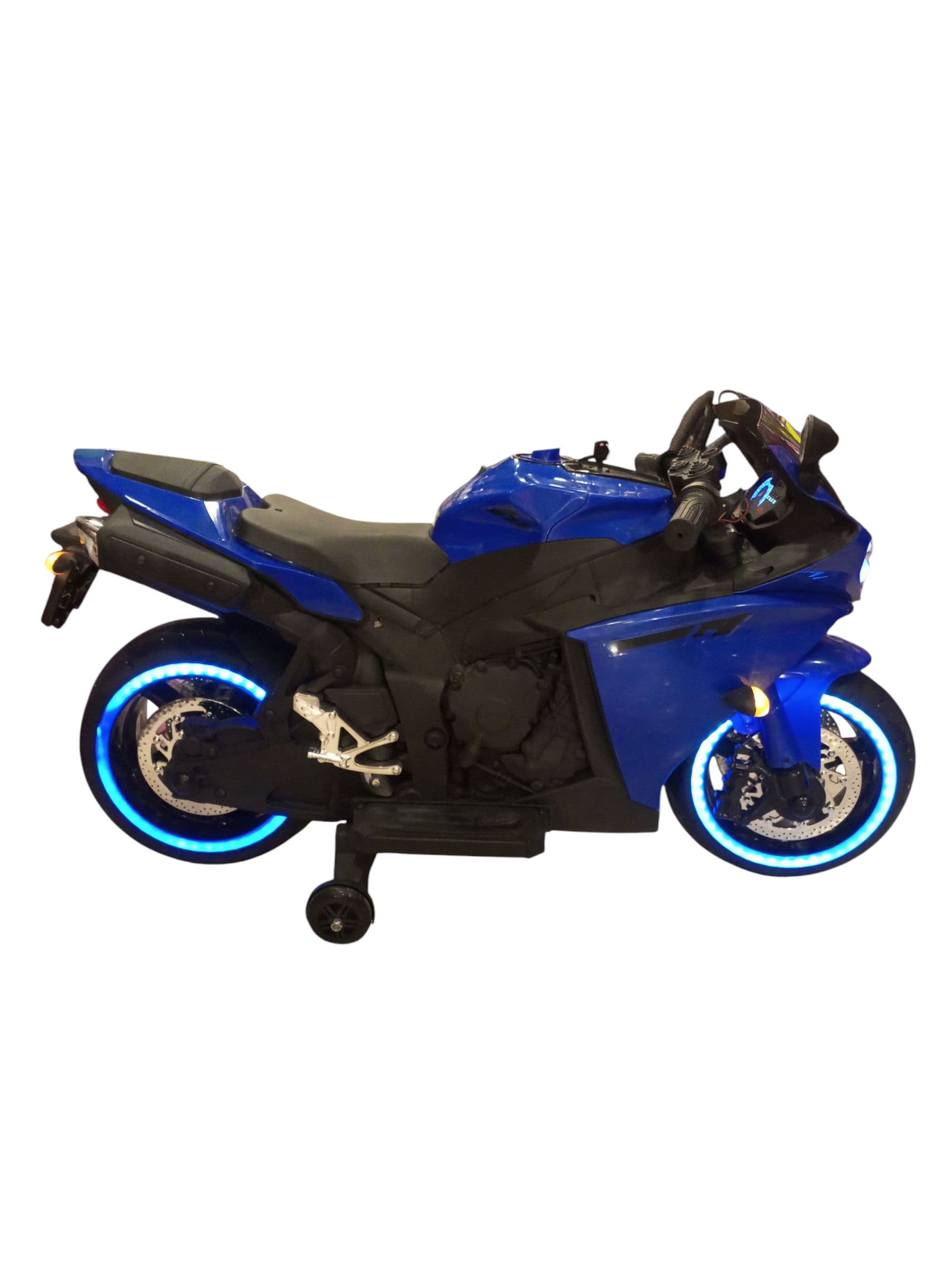 Thrilling Electric Kids' Ride-On Motorcycle with LED Wheels & Headlights (Blue)