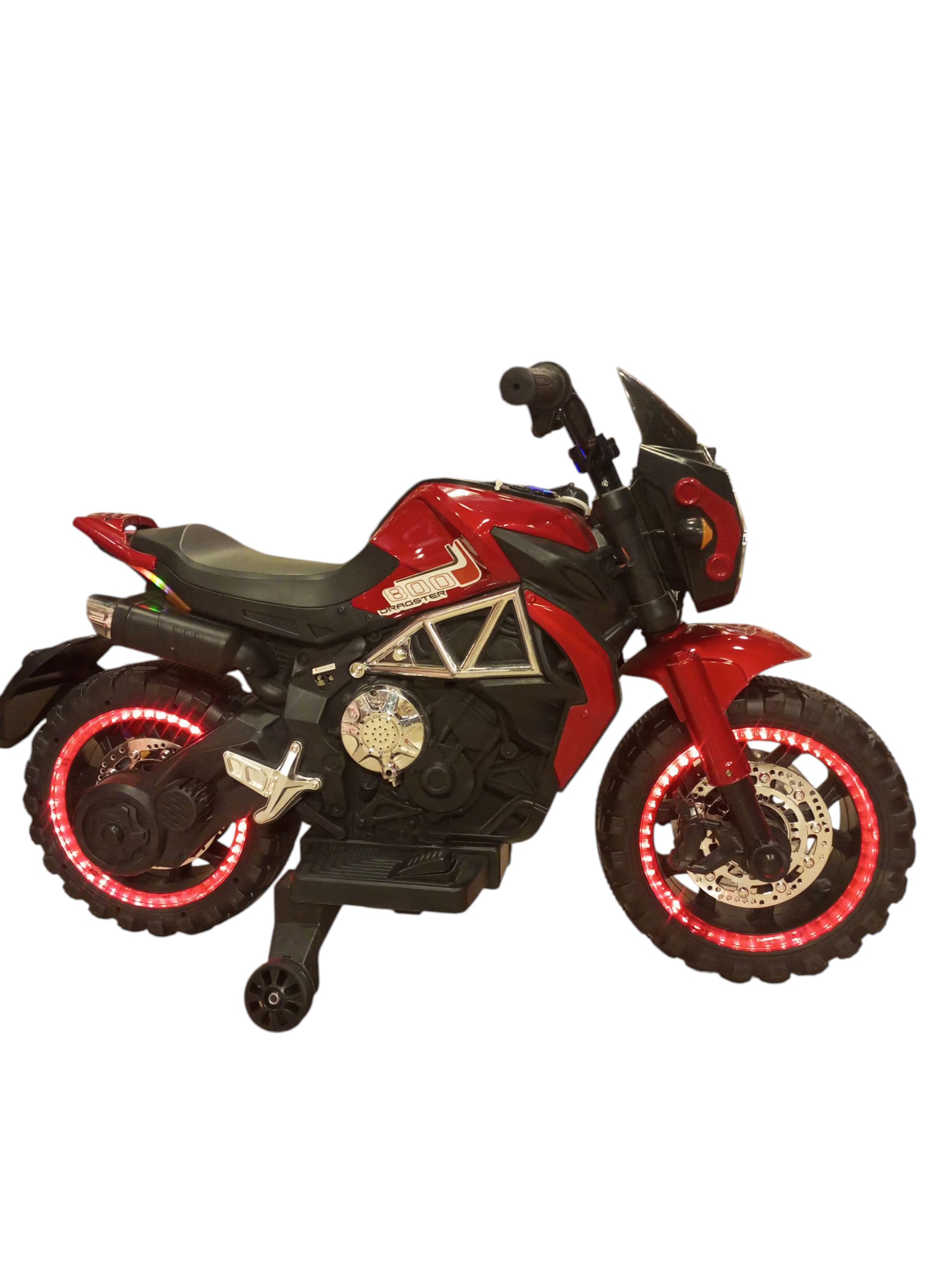 Dynamic Electric Kids' Ride-On Motorcycle with Radiant LED Wheels & Headlights (Red)