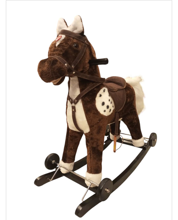 2-in-1 Plush Rocking Horse & Ride-On Toy with Wheels (Ages 4 Years)