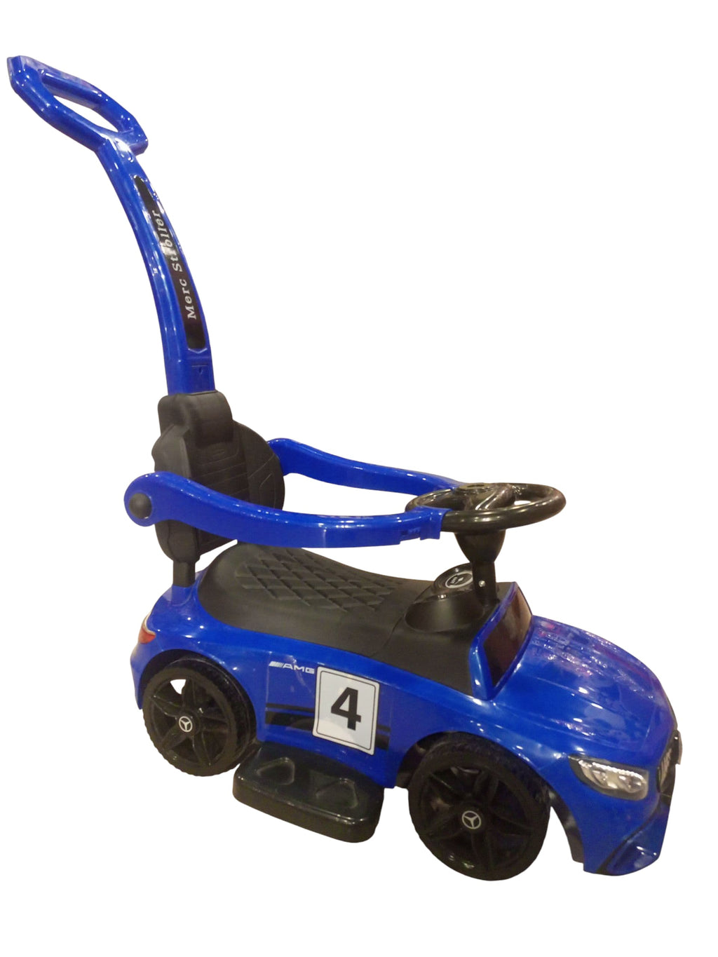 2-in-1 Stylish Kids' Push Car & Ride-On with Parent Handle (Blue)