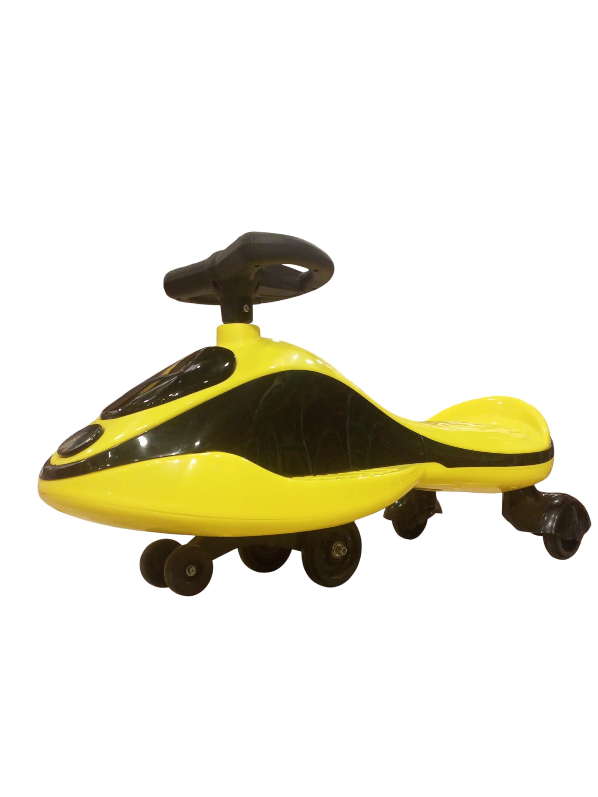 Vibrant Yellow & Black Twist Car / Plasma Car Ride-On - Wiggle-Powered Fun
