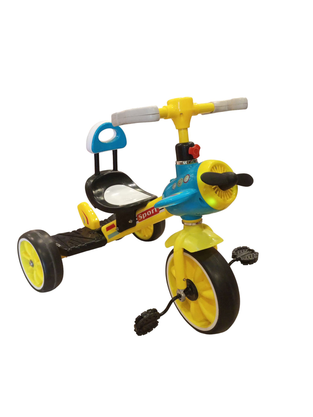 un & Sporty Airplane-Themed Kids' Pedal Tricycle with Propeller & Rear Basket