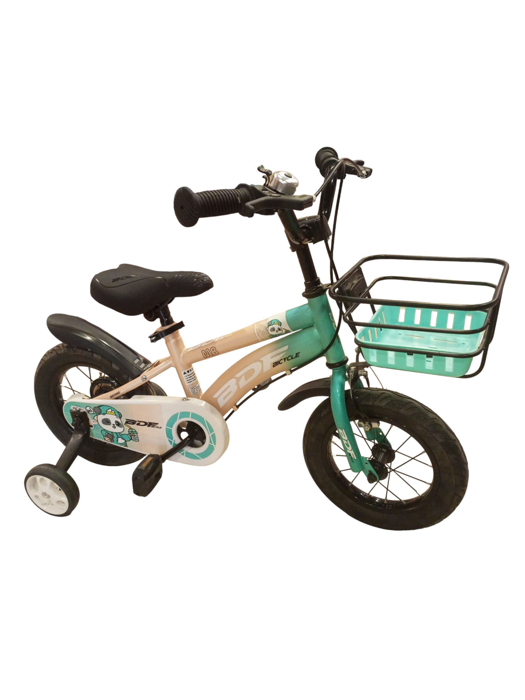 TOMBO 12-Inch Kids' Bicycle with Training Wheels & Basket (Sporty Blue)