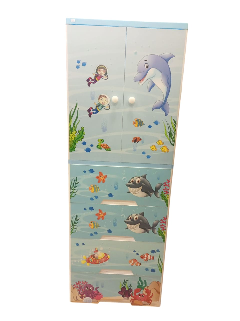 Enchanting Ocean Adventure Kids' Storage Cabinet & Wardrobe (6-Door/Drawer Unit)