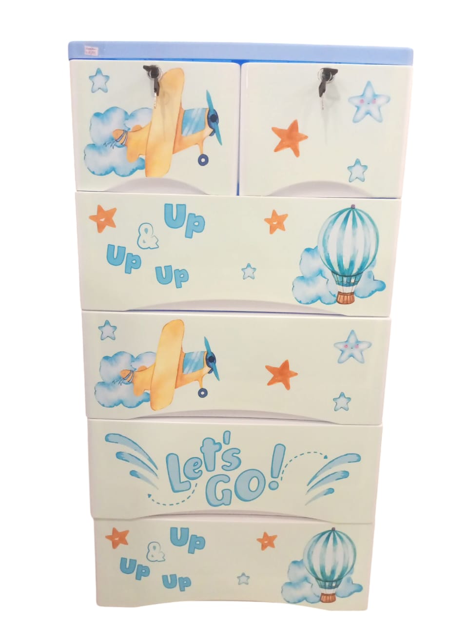 Kids' Storage Cabinet & Wardrobe (6-Door/Drawer Unit) blue