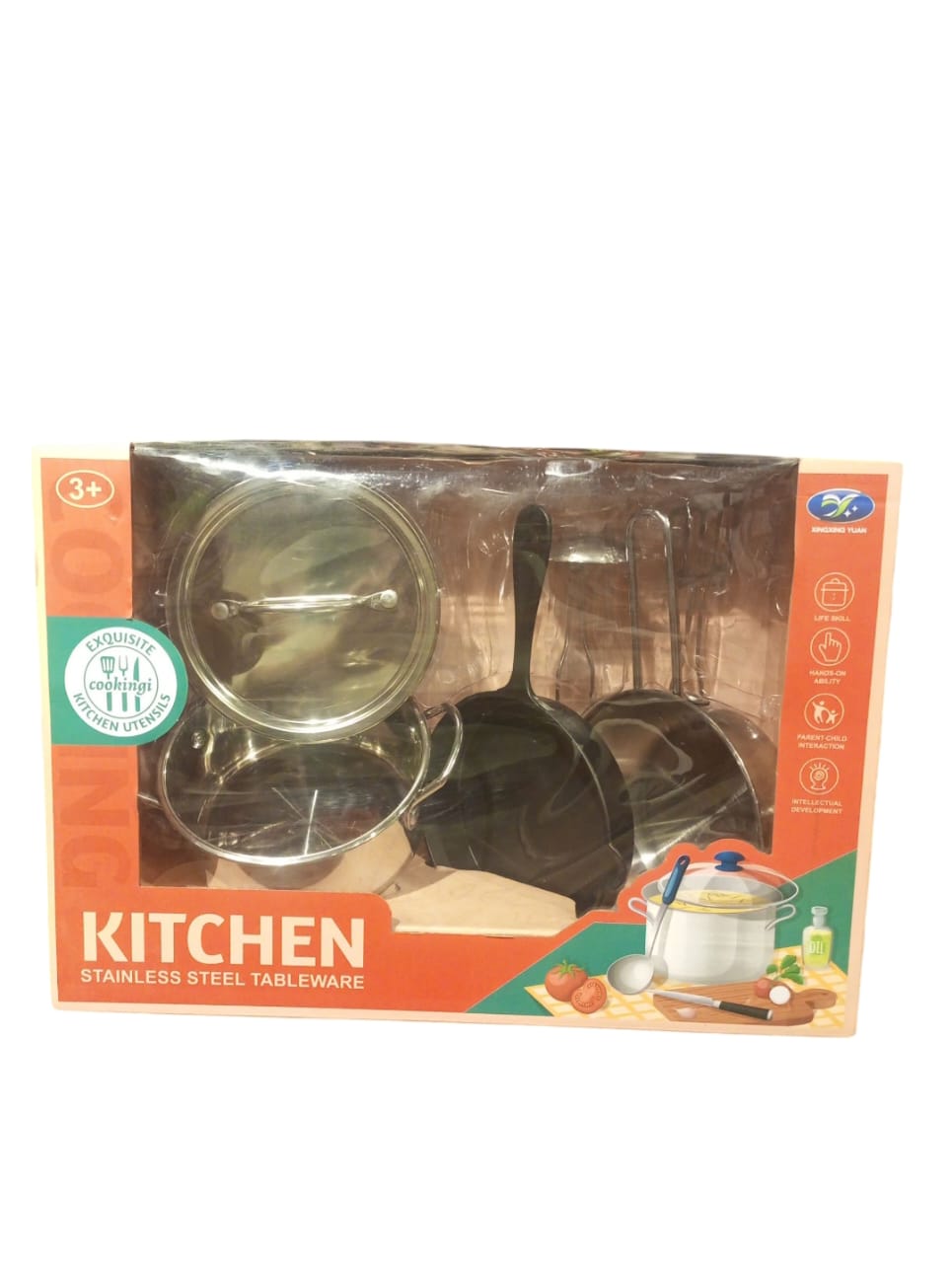 Kids Stainless Steel Kitchenware Playset - Realistic Cooking Utensils & Pots (Ages 3+)
