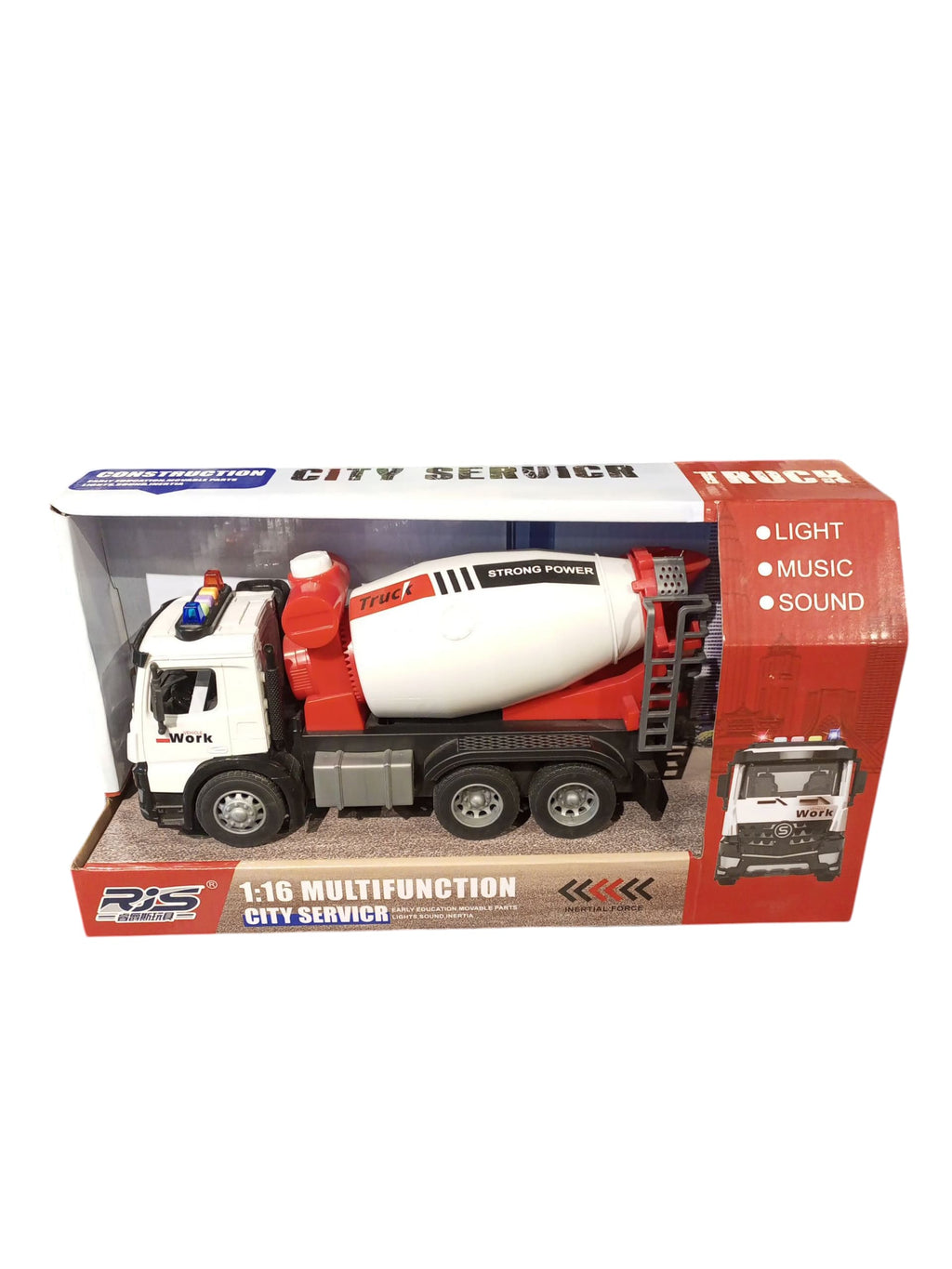 RIS Multifunction City Service Cement Mixer Truck Toy with Lights, Music & Sound - 1:16 Scale