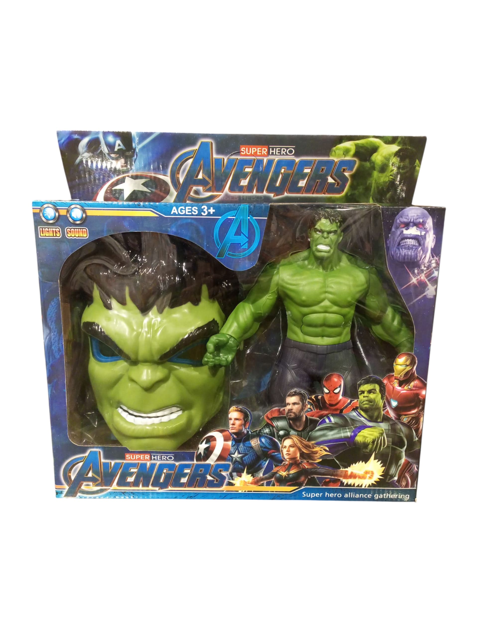 "Super Hero Avengers" Hulk & Mask Action Figure Set with Lights and Sound