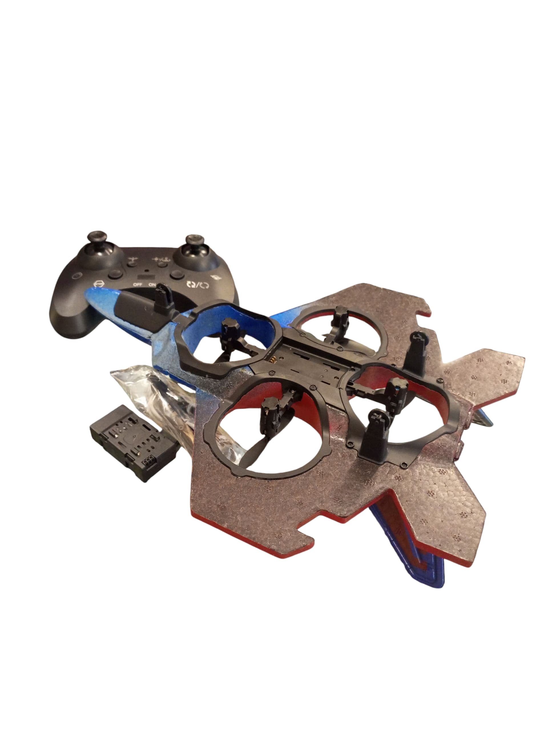 Remote-Controlled Fighter Jet-Style Quadcopter Drone with Controller