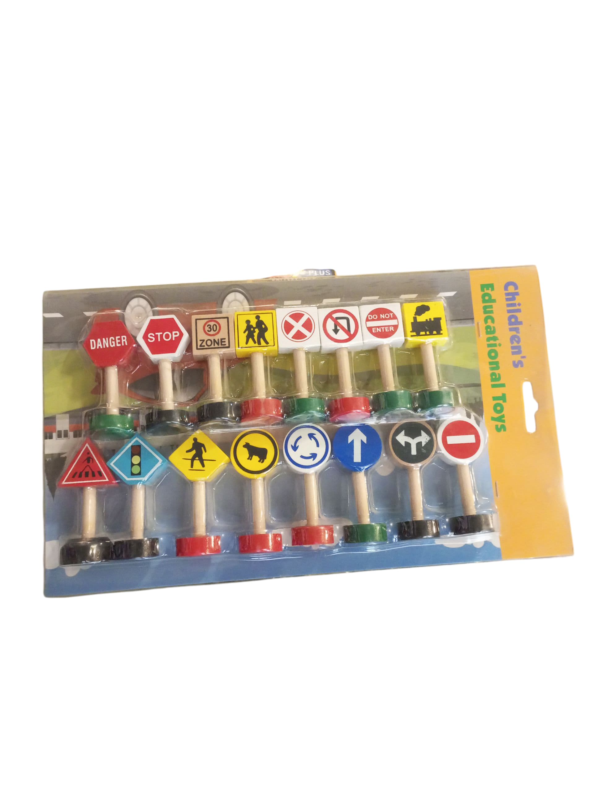 Wooden Road and Traffic Sign Set