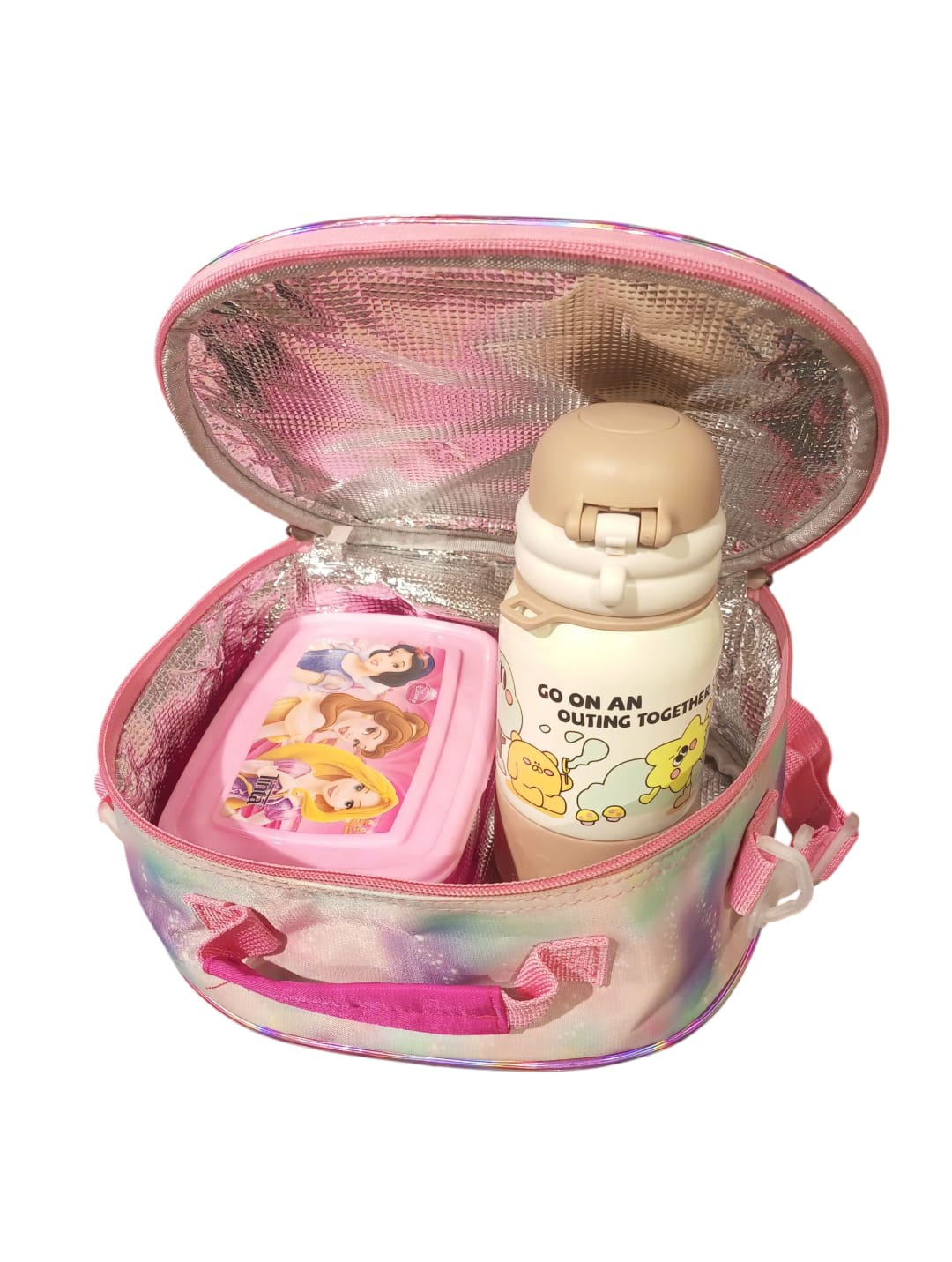 Princess Theme Lunch Bag with Water Bottle and Lunch Box