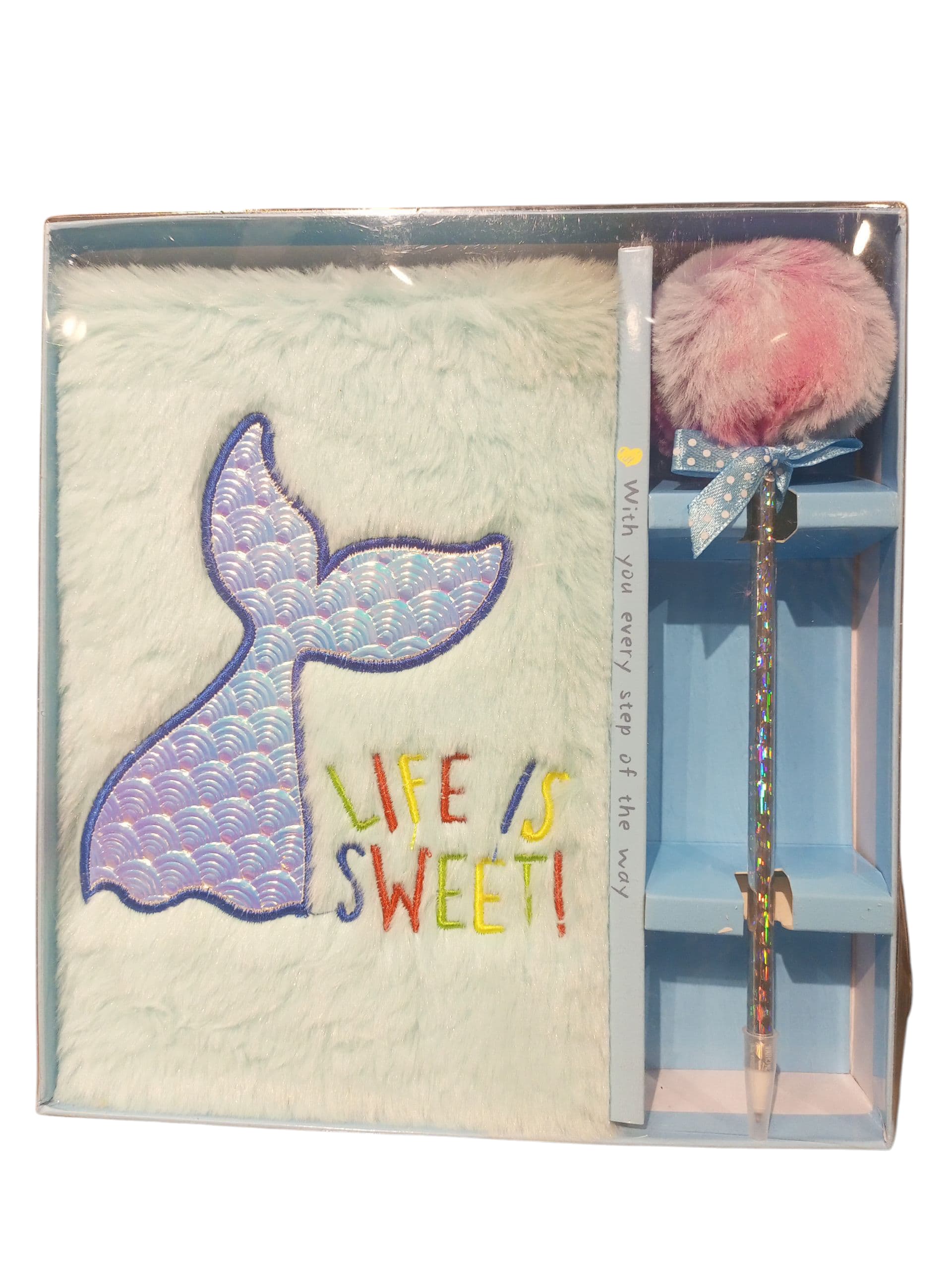 "Life is Sweet!" Mermaid-themed Notebook and Pen Set