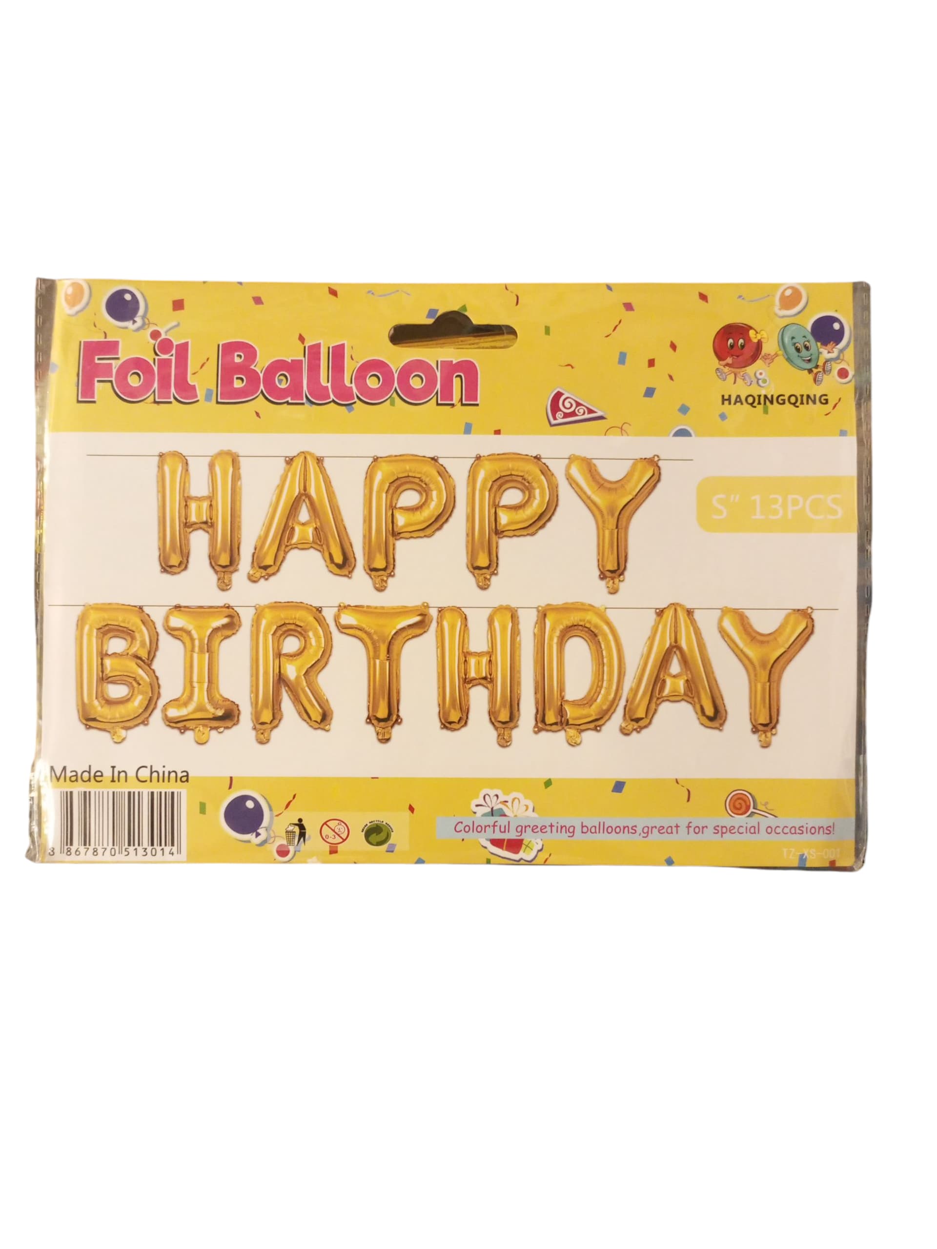 "Happy Birthday" 5-inch Gold Foil Balloon Set