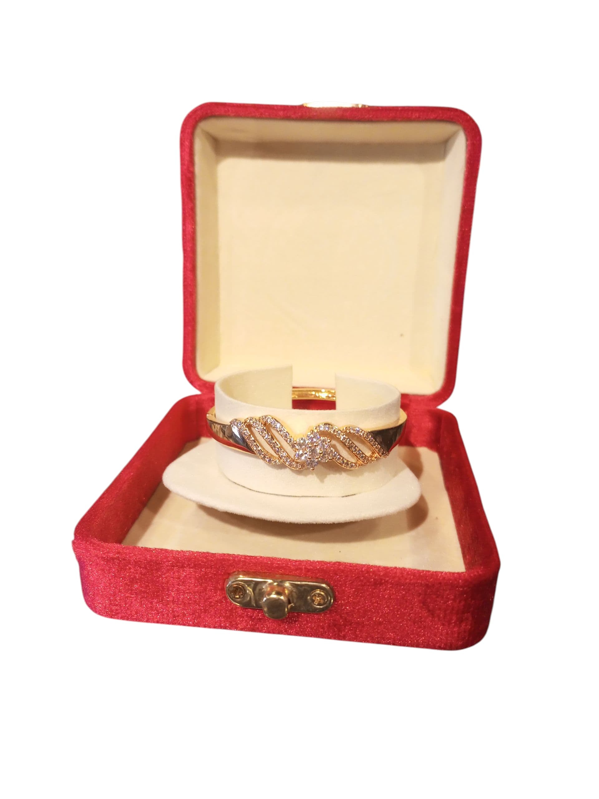 Gold-Toned Bangle Bracelet with Zirconia Stones