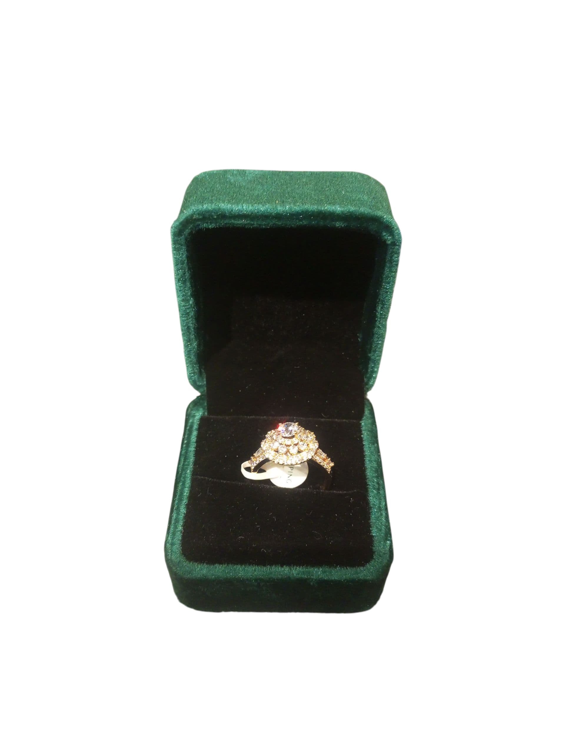 Gold-Toned Halo Ring with Large Center Stone