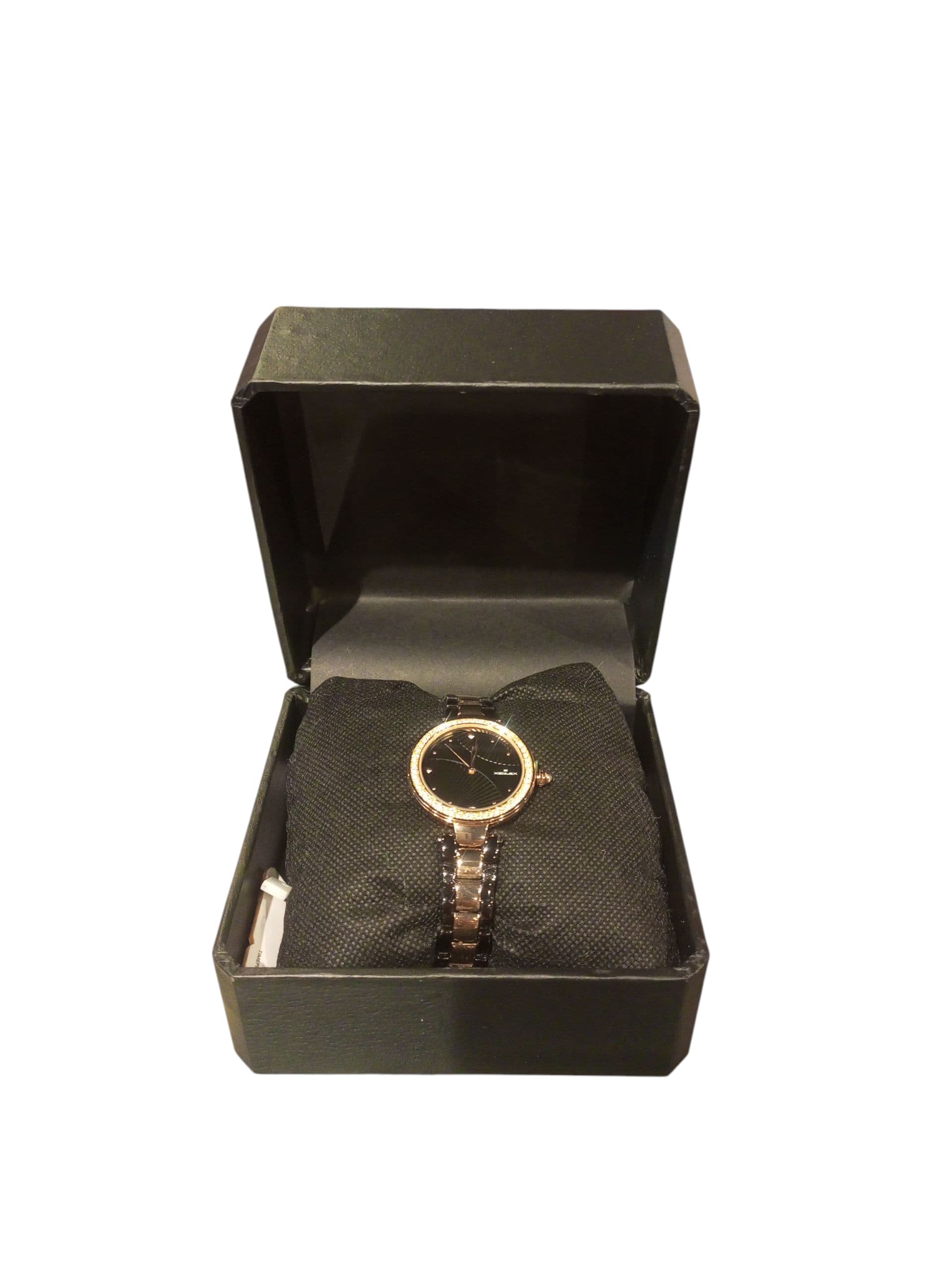 Two-Toned Analog Watch with Crystal Bezel