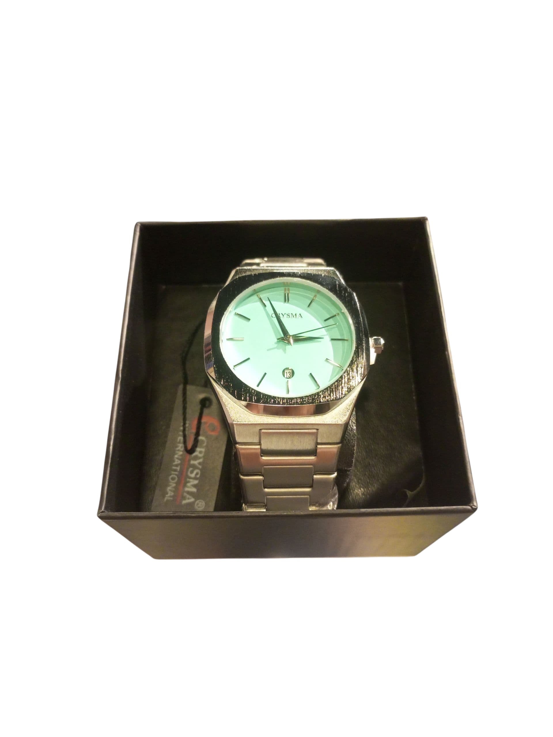 Crysm International Silver-Toned Watch with Turquoise Dial