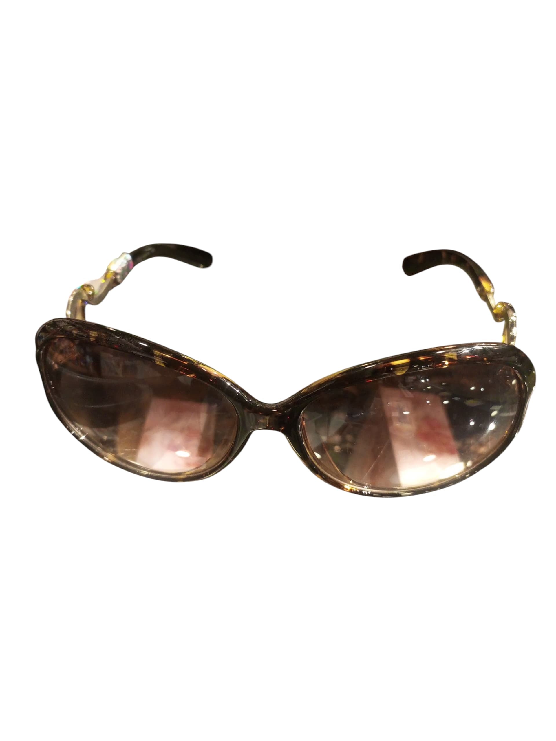 Tortoiseshell-Patterned Cat-Eye Sunglasses with Gold-Toned Accents
