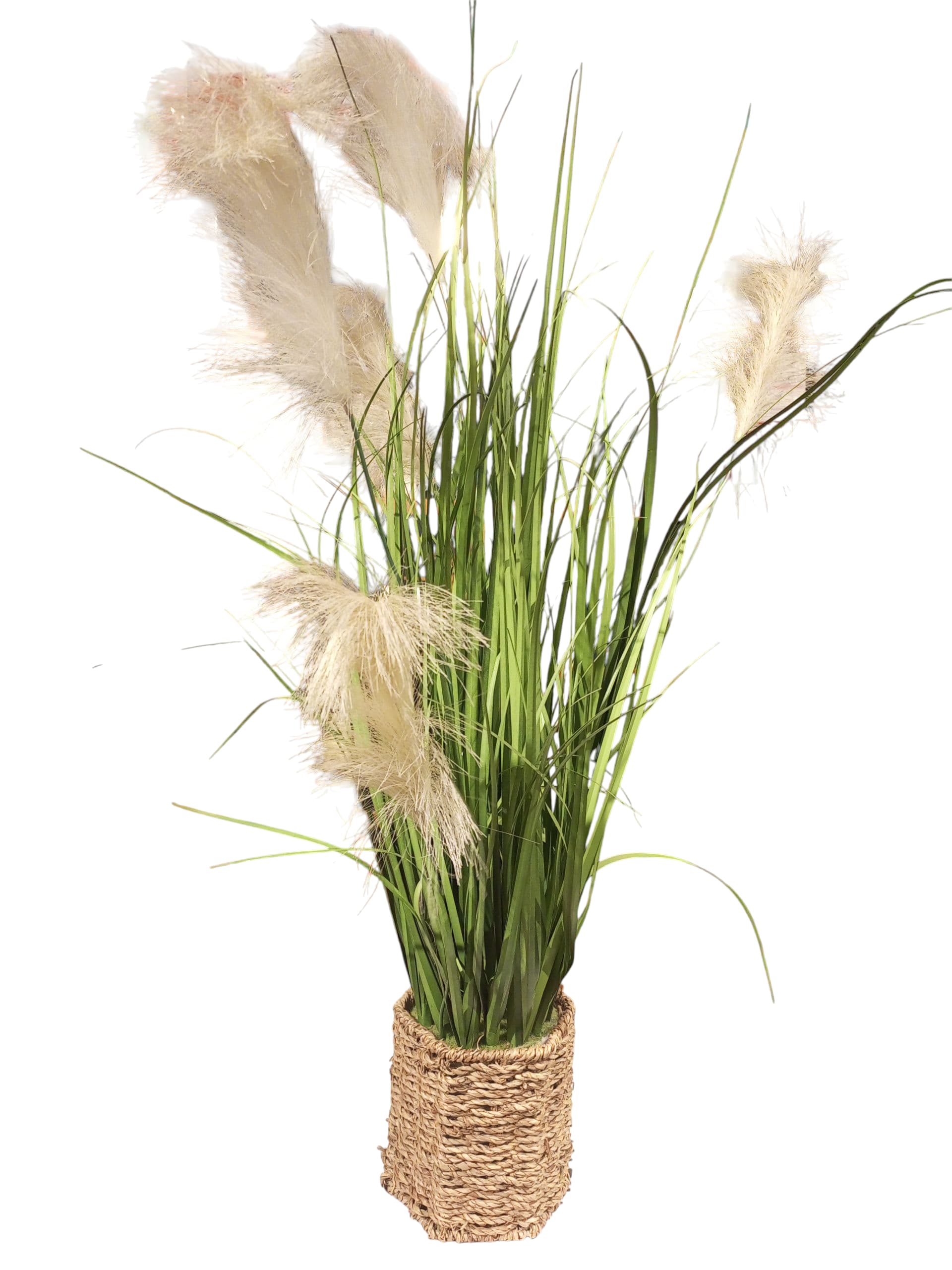 Artificial Pampas Grass and Reed Plant in Woven Basket