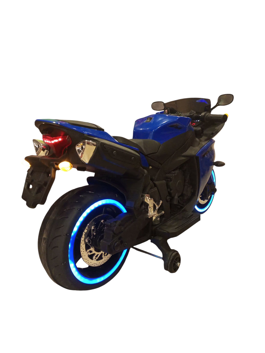 Thrilling Electric Kids' Ride-On Motorcycle with LED Wheels & Headlights (Blue)
