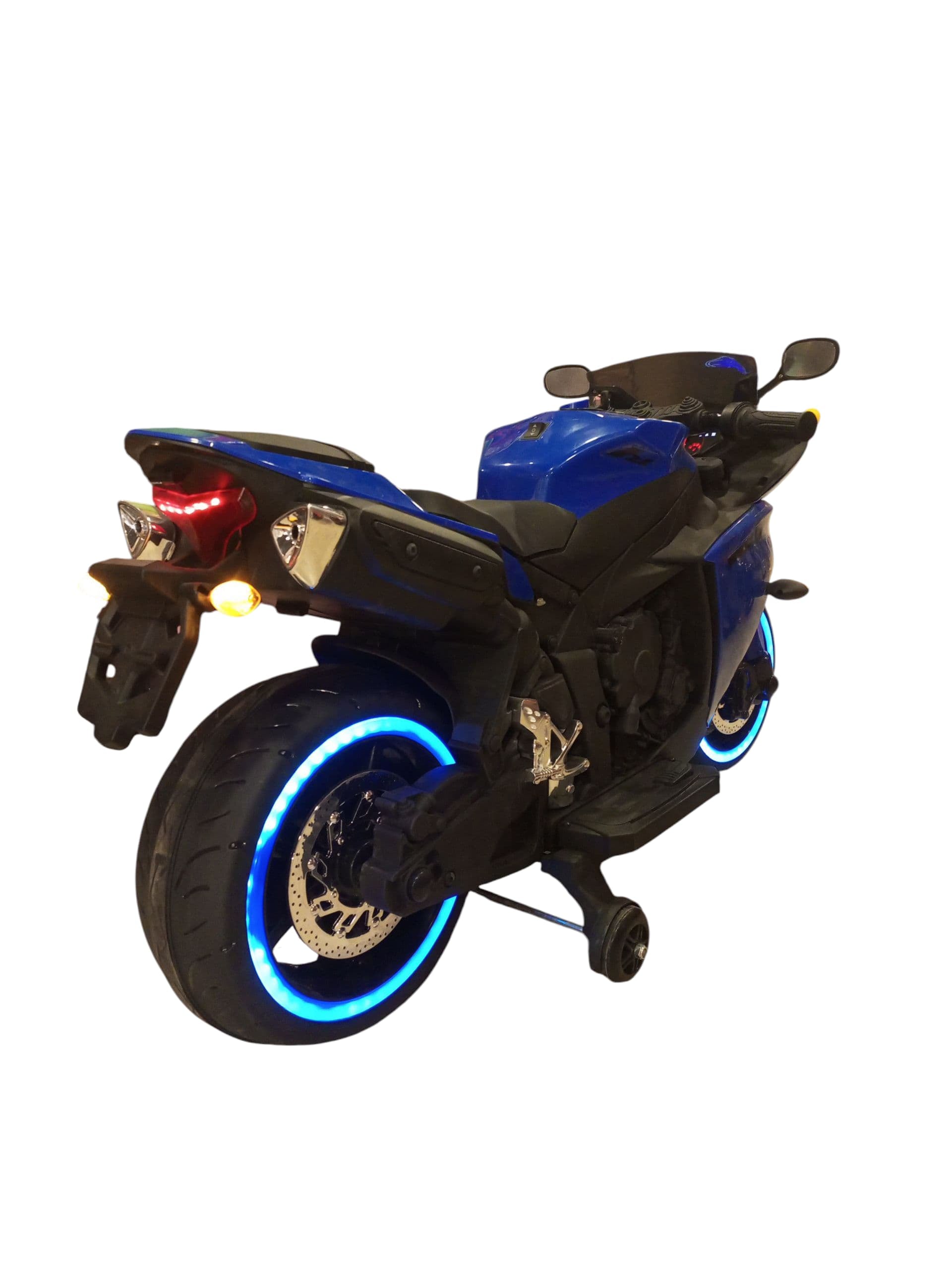 Thrilling Electric Kids' Ride-On Motorcycle with LED Wheels & Headlights (Blue)