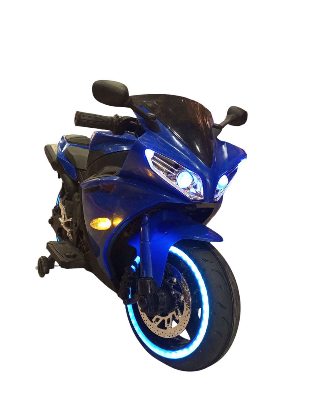 Thrilling Electric Kids' Ride-On Motorcycle with LED Wheels & Headlights (Blue)