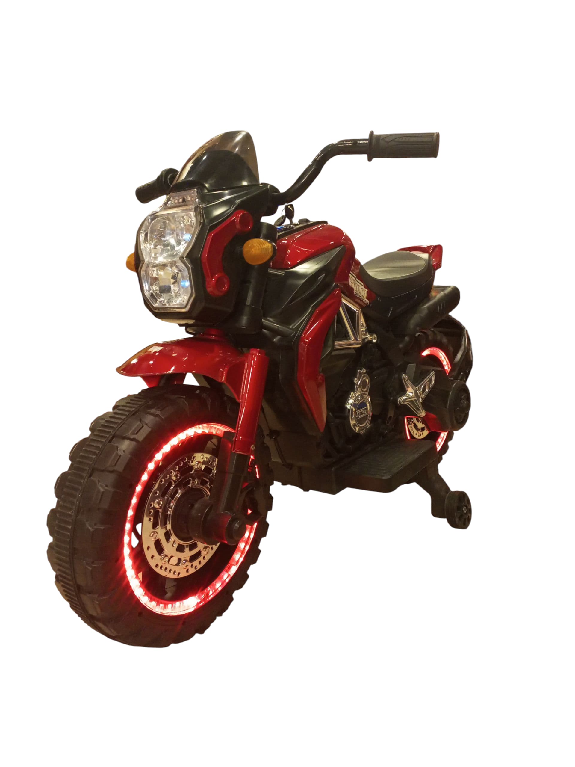 Dynamic Electric Kids' Ride-On Motorcycle with Radiant LED Wheels & Headlights (Red)