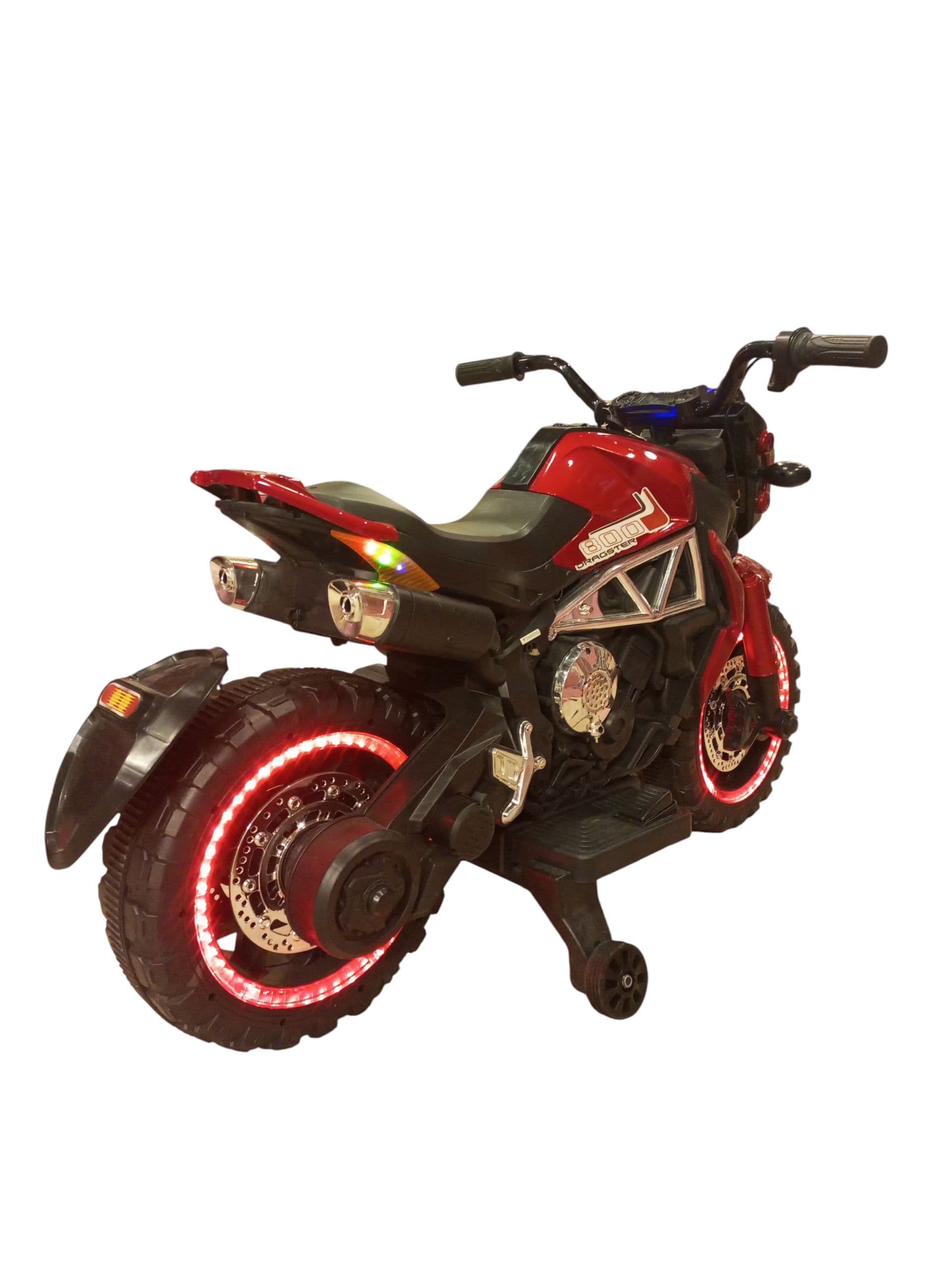 Dynamic Electric Kids' Ride-On Motorcycle with Radiant LED Wheels & Headlights (Red)