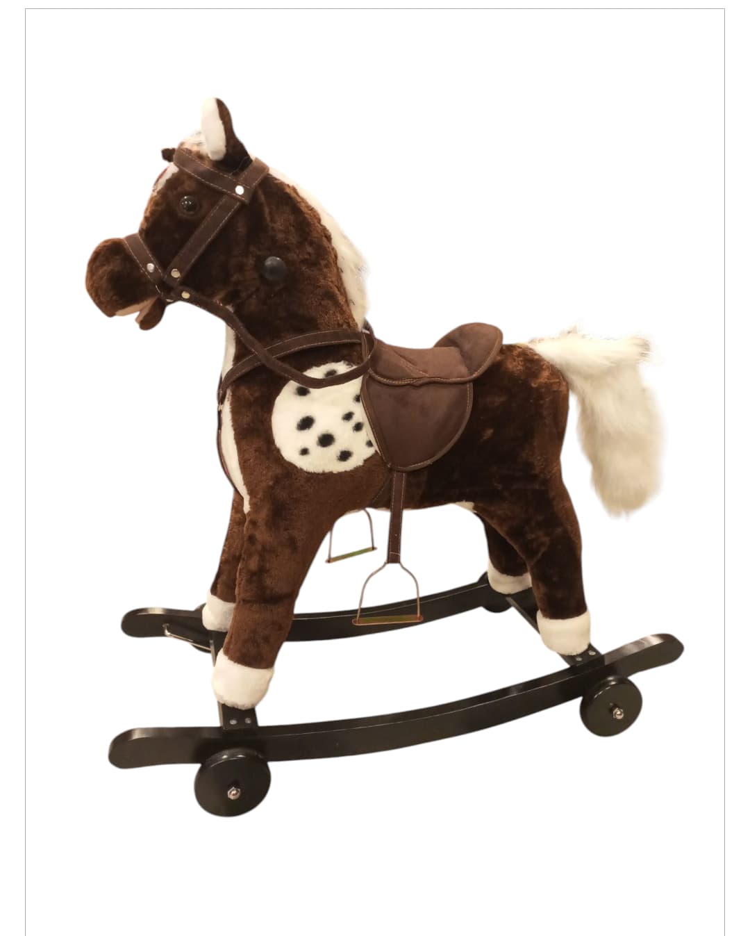 2-in-1 Plush Rocking Horse & Ride-On Toy with Wheels (Ages 4 Years)