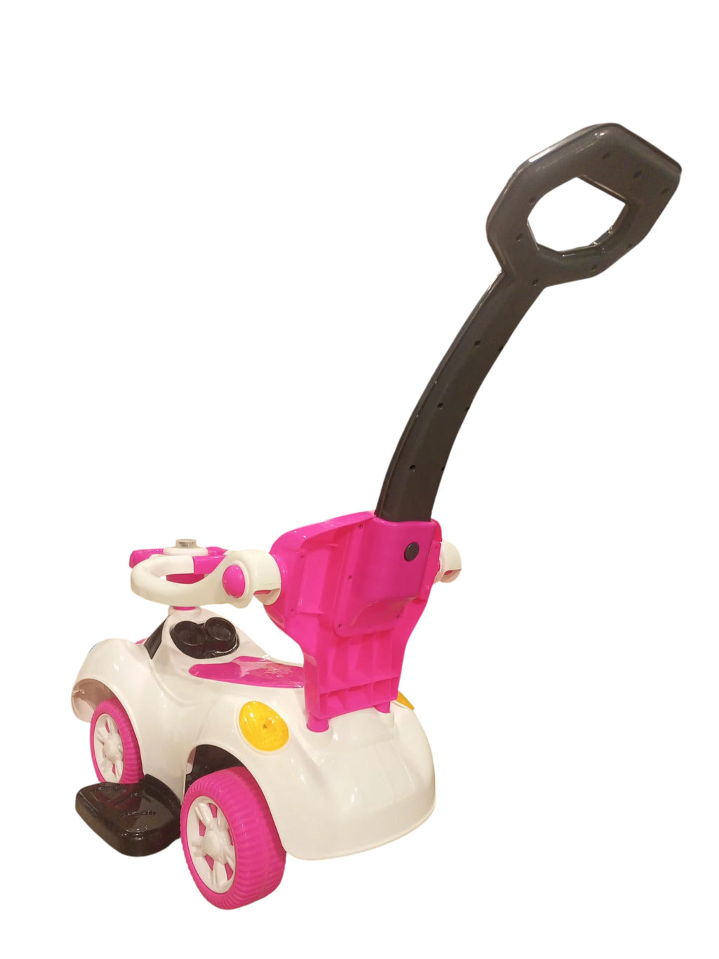 2-in-1 Stylish Kids' Push Car & Ride-On with Parent Handle (White & Pink)