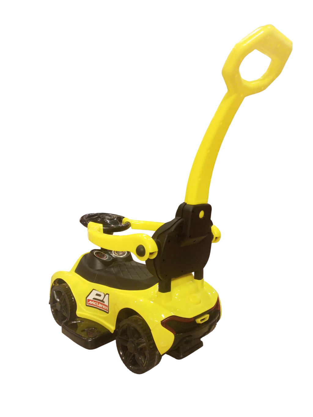 2-in-1 Stylish Kids' Push Car & Ride-On with Parent Handle (Yellow)