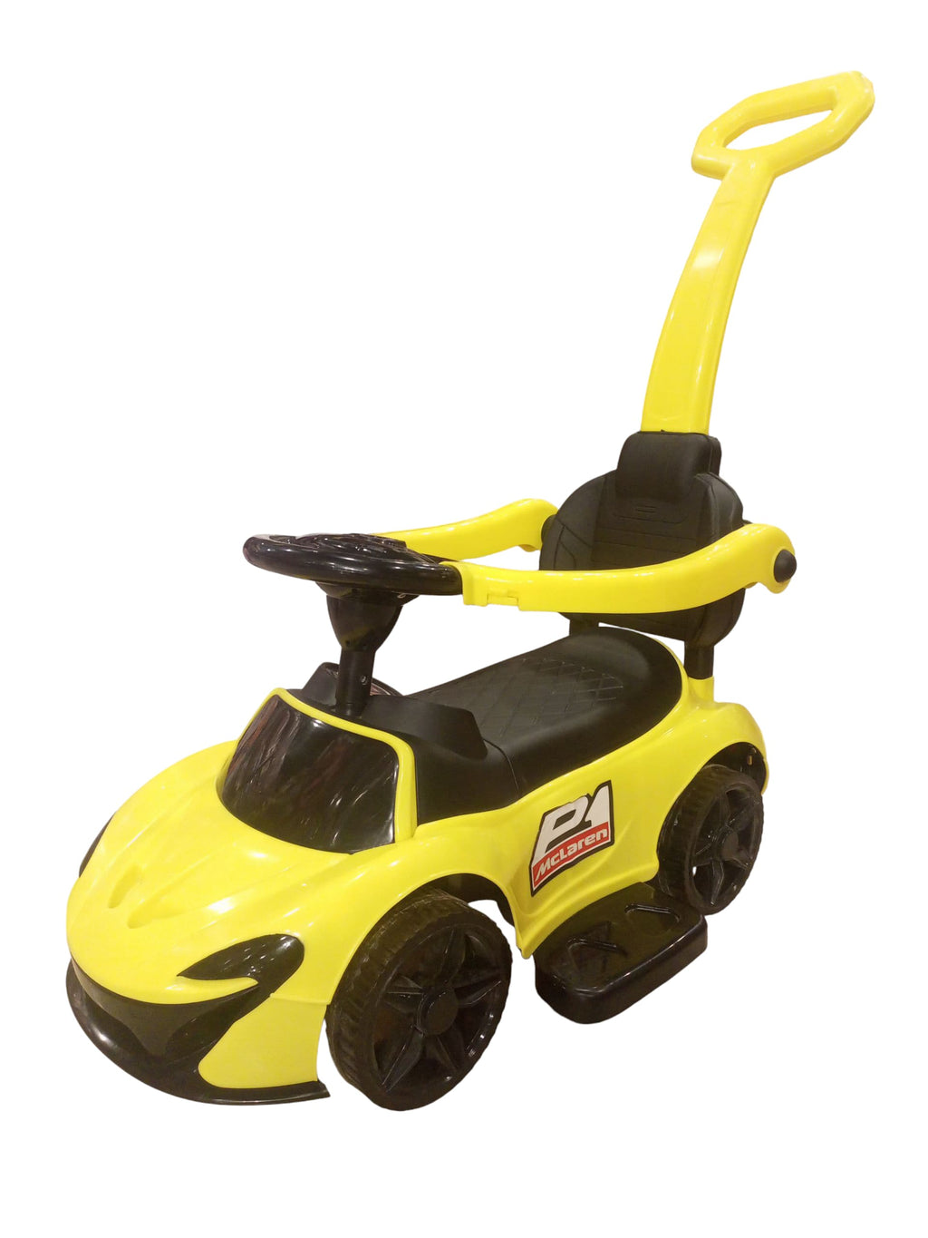 2-in-1 Stylish Kids' Push Car & Ride-On with Parent Handle (Yellow)
