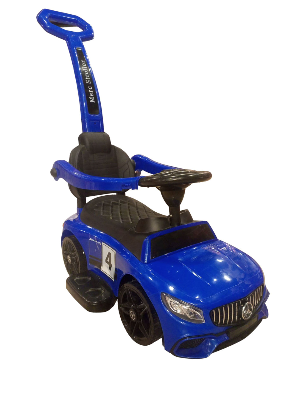 2-in-1 Stylish Kids' Push Car & Ride-On with Parent Handle (Blue)