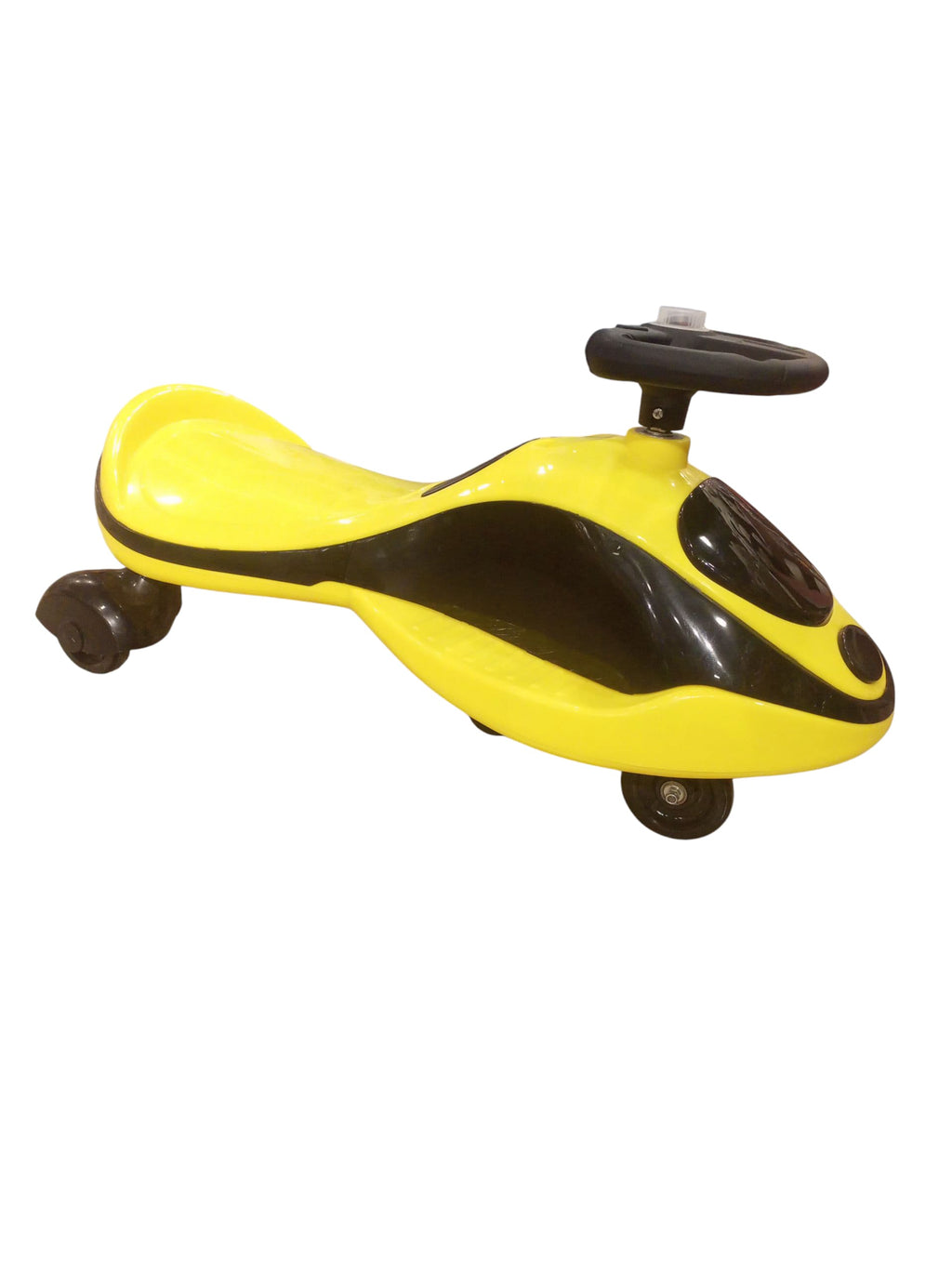 Vibrant Yellow & Black Twist Car / Plasma Car Ride-On - Wiggle-Powered Fun