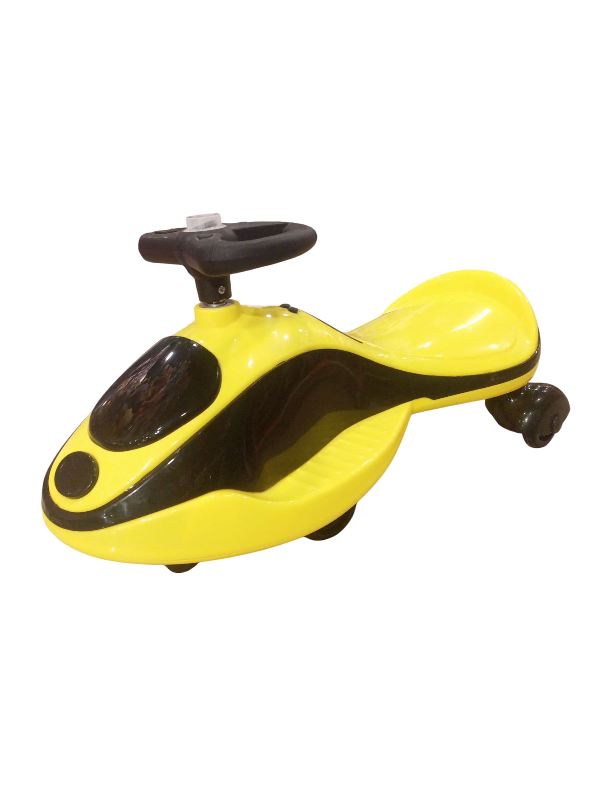 Vibrant Yellow & Black Twist Car / Plasma Car Ride-On - Wiggle-Powered Fun