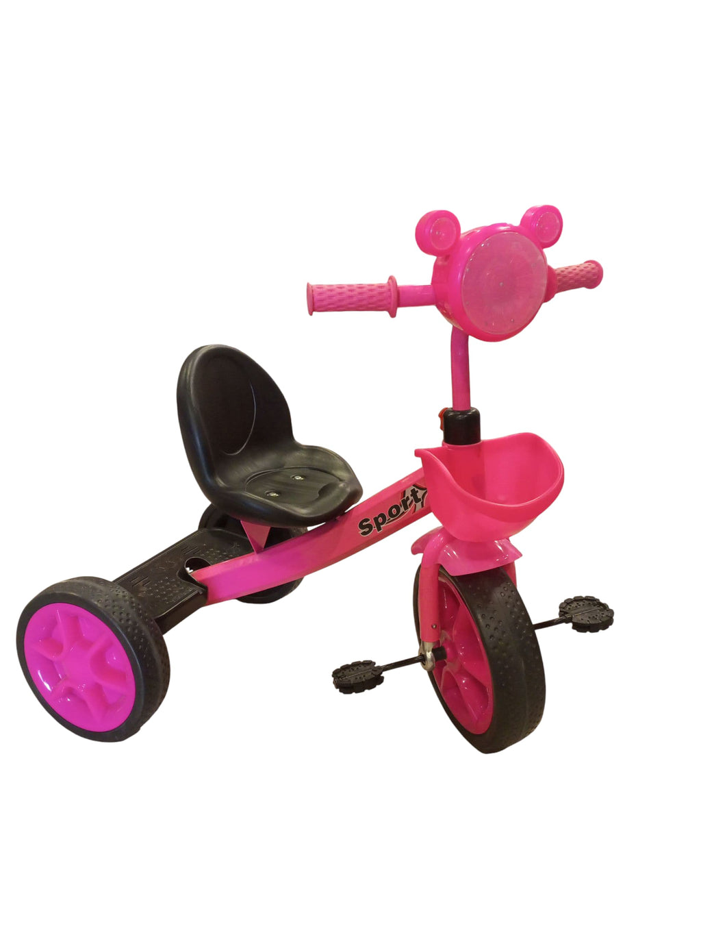 Classic Kids' Pedal Tricycle with Headlight & Storage (Vibrant red)