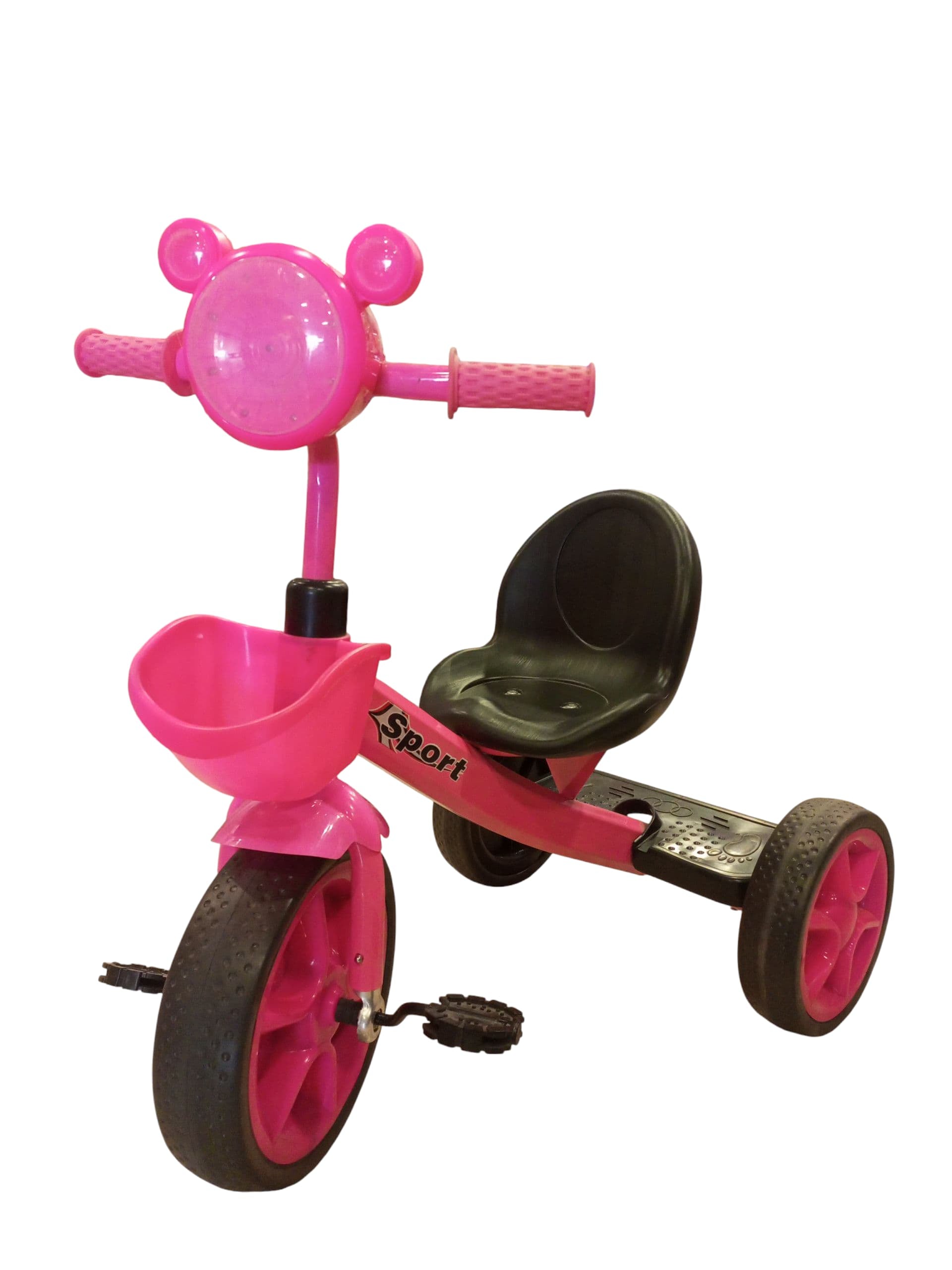 Classic Kids' Pedal Tricycle with Headlight & Storage (Vibrant red)