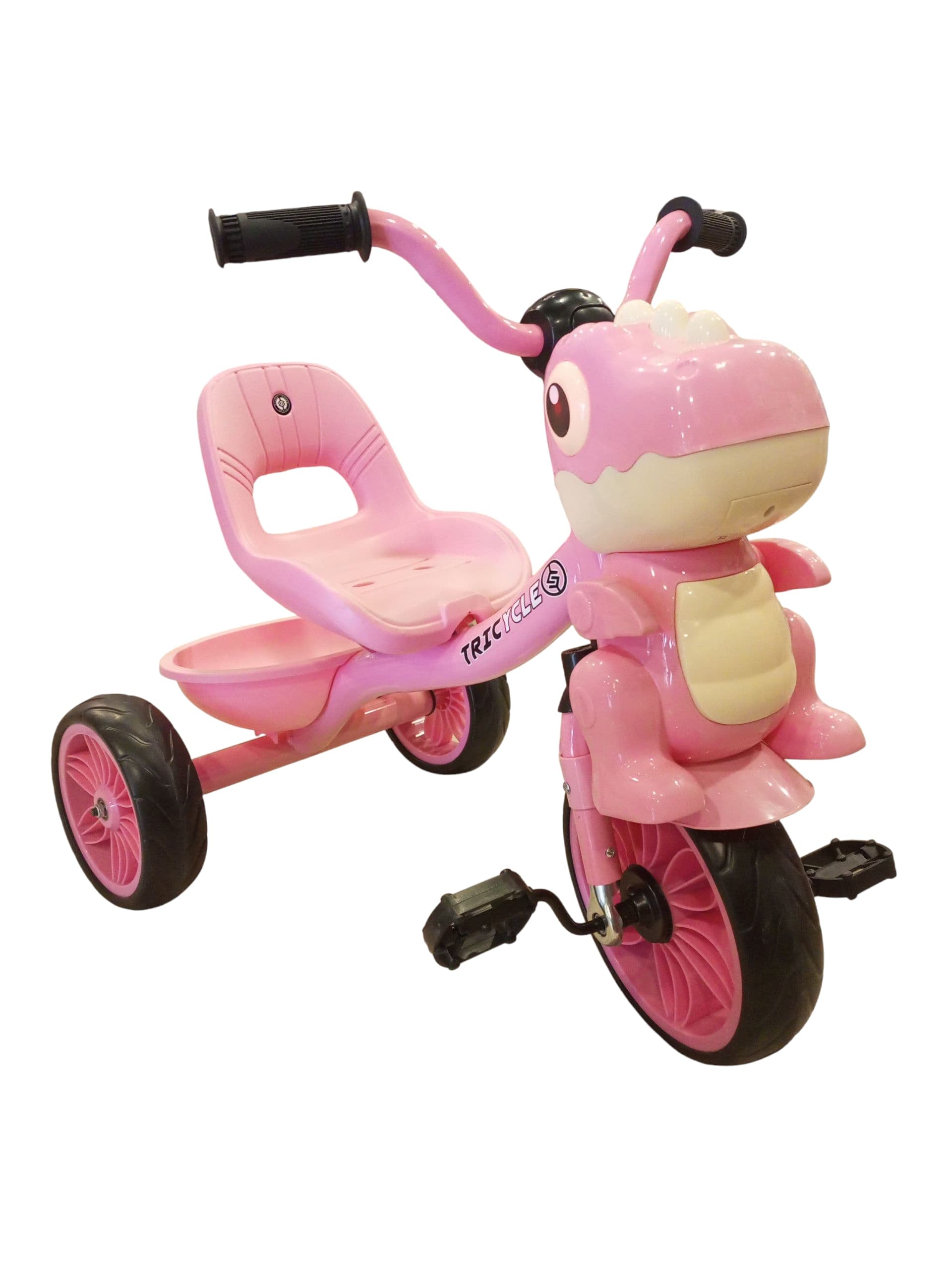 Adorable Animal-Themed Kids' Pedal Tricycle with Rear Basket (Vibrant Pink)
