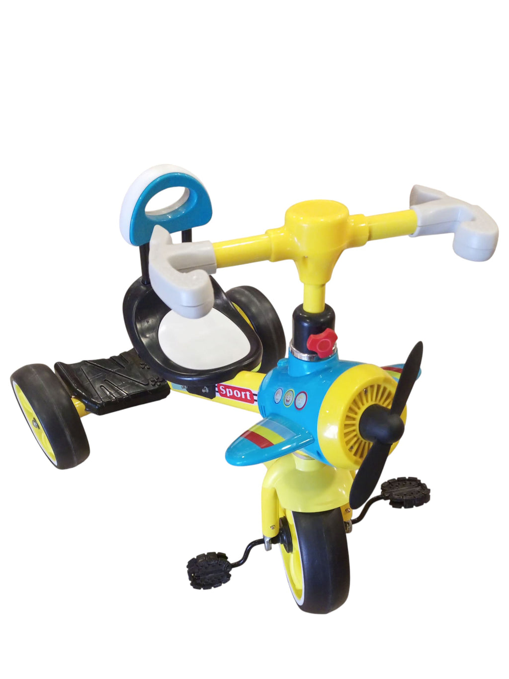 un & Sporty Airplane-Themed Kids' Pedal Tricycle with Propeller & Rear Basket