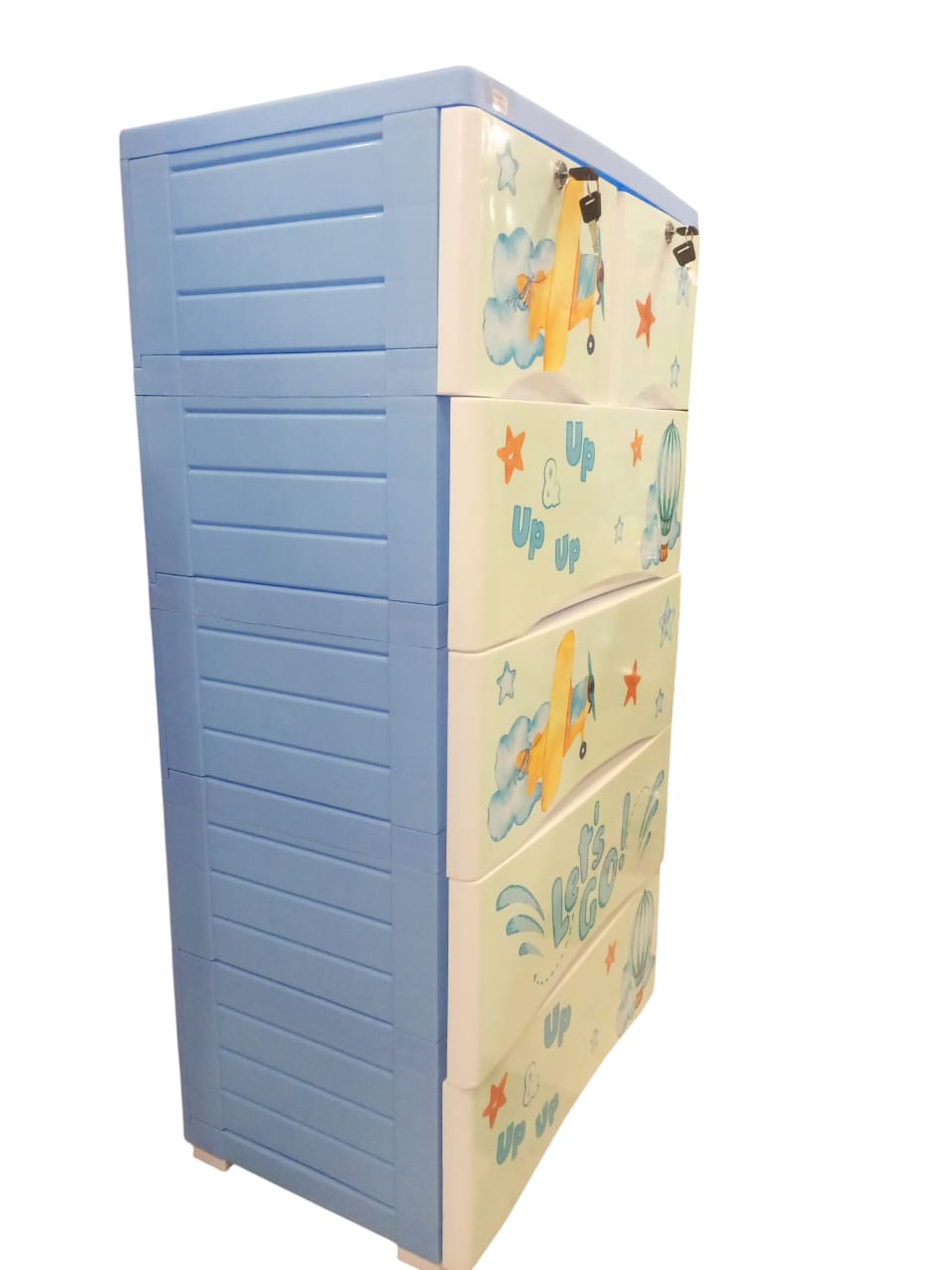 Kids' Storage Cabinet & Wardrobe (6-Door/Drawer Unit) blue