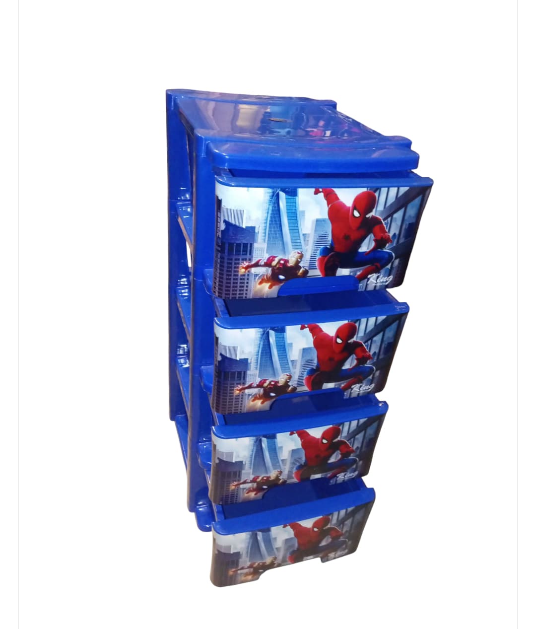Superhero Adventure Kids' 4-Drawer Storage Unit (Spider-Man & Iron Man Theme)
