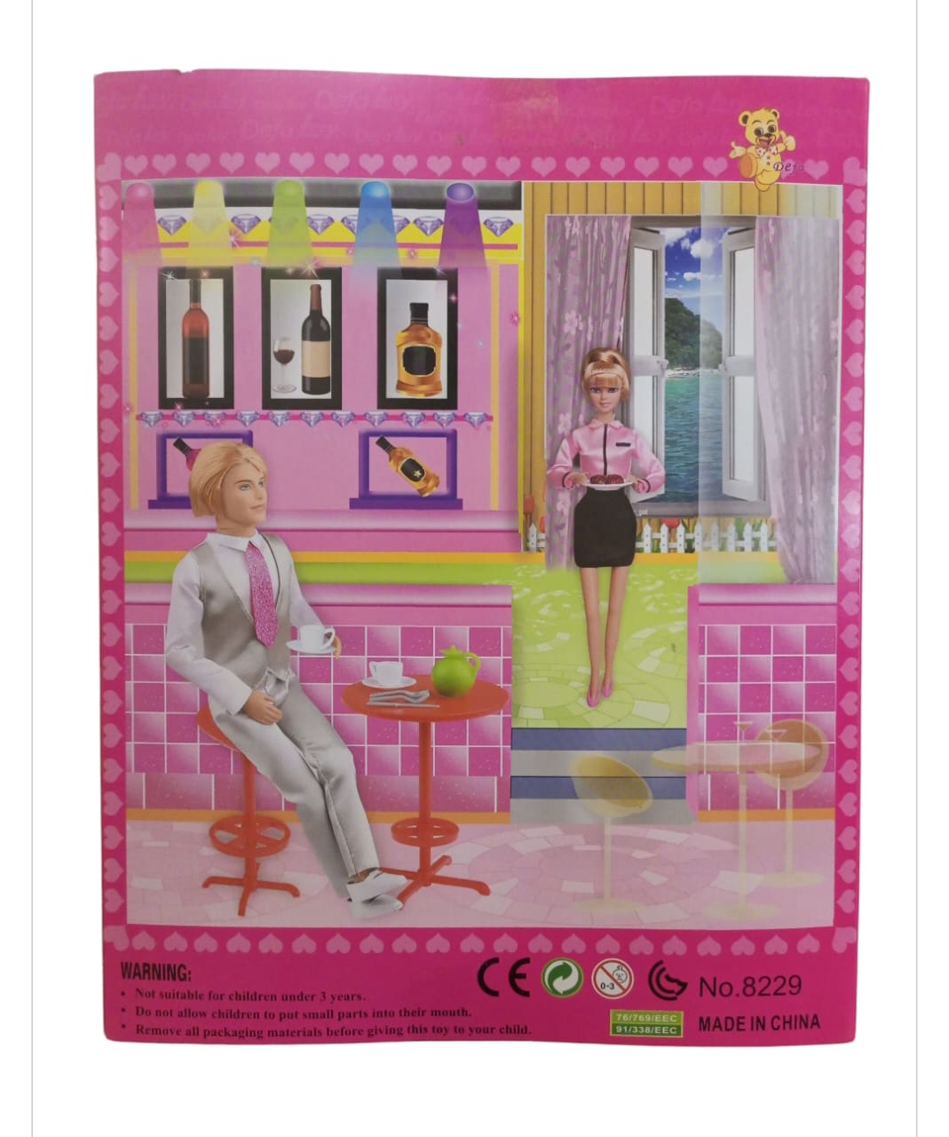 Stylish Fashion Doll Bar Table & Stool Playset with Accessories
