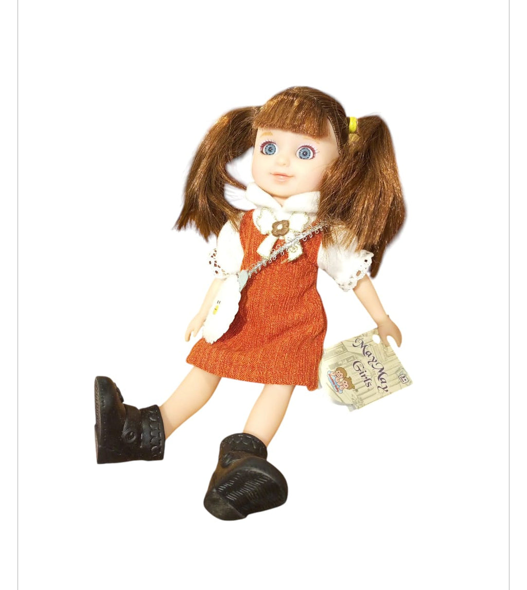 Mary & May Girls Fashion Doll with Pigtails, Overalls & Star Accents