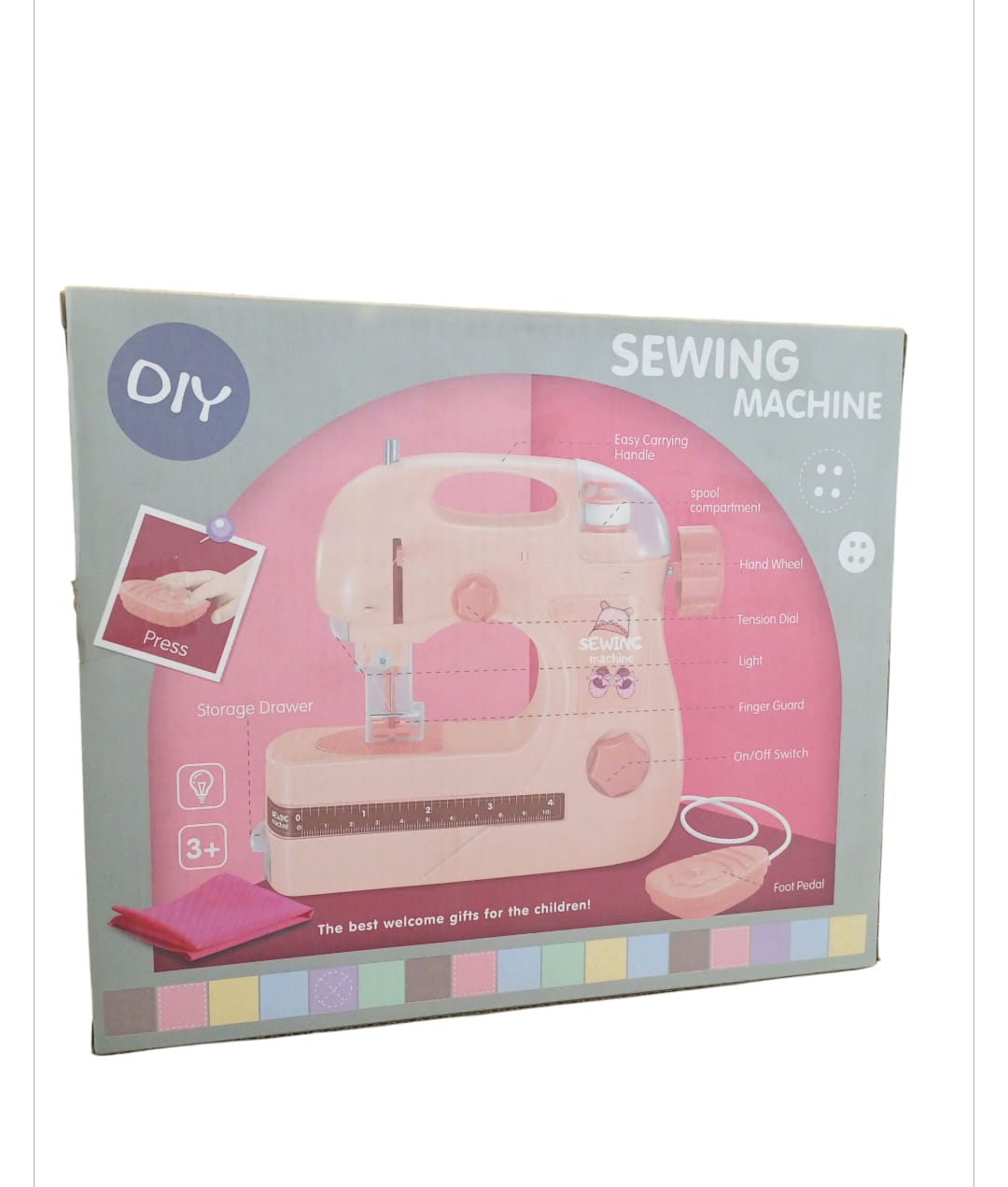 Kids DIY Mini Sewing Machine with Fabric Kit - Perfect for Little Designers