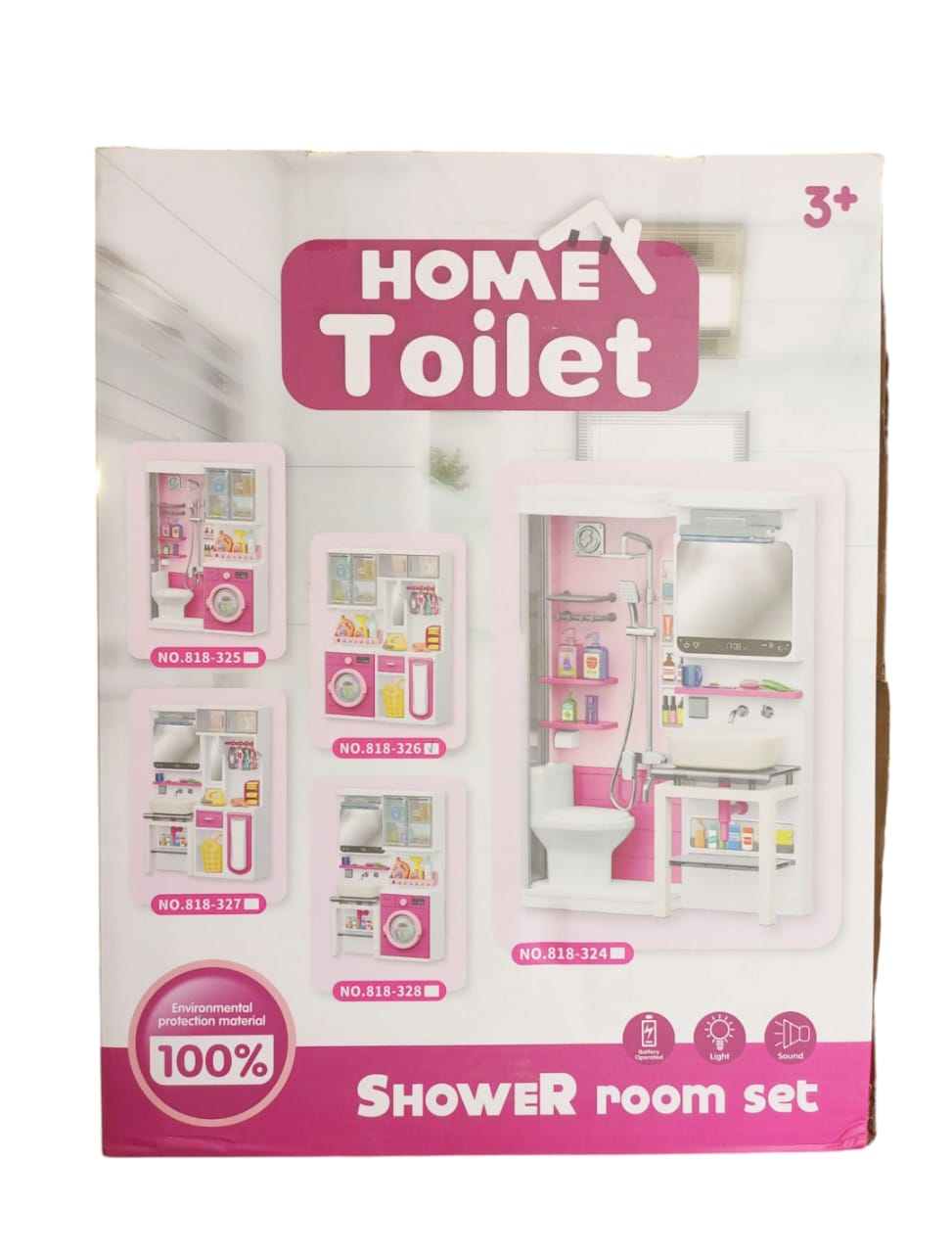 Homey Toilet & Shower Room Playset with Accessories for Dolls (3+ Years)