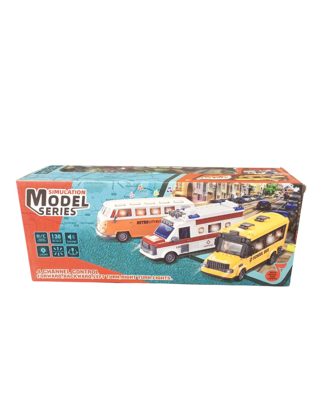 Simulation Model Series Retro City Bus RC Toy with Lights & Sound