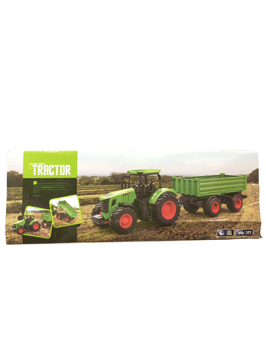 KUNUDY Farm Machine Remote Control Tractor with Trailer - 1:24 Scale