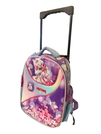 Kids 3D Magical Unicorn Trolley School Bag – Rolling Backpack