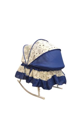 2-in-1 Convertible Baby Rocking Cradle with Mosquito Net Canopy & Space Theme