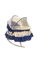 2-in-1 Convertible Baby Rocking Cradle with Mosquito Net Canopy & Space Theme - Image 3